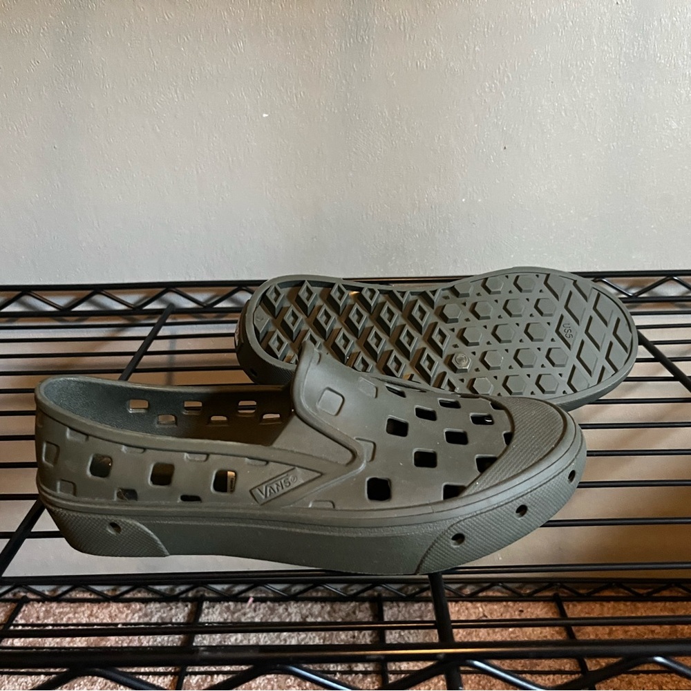 Vans Khaki Perforated Slip-On Sneakers